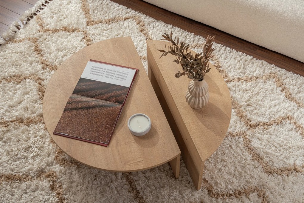 Mesa de Centro "Orion" – Carvalho Mel, Conjunto Modular, 90x60x30 cm,