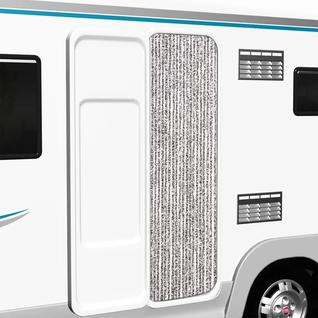 vidaXL Cortina anti-insetos 56x200 cm chenille castanho e bege