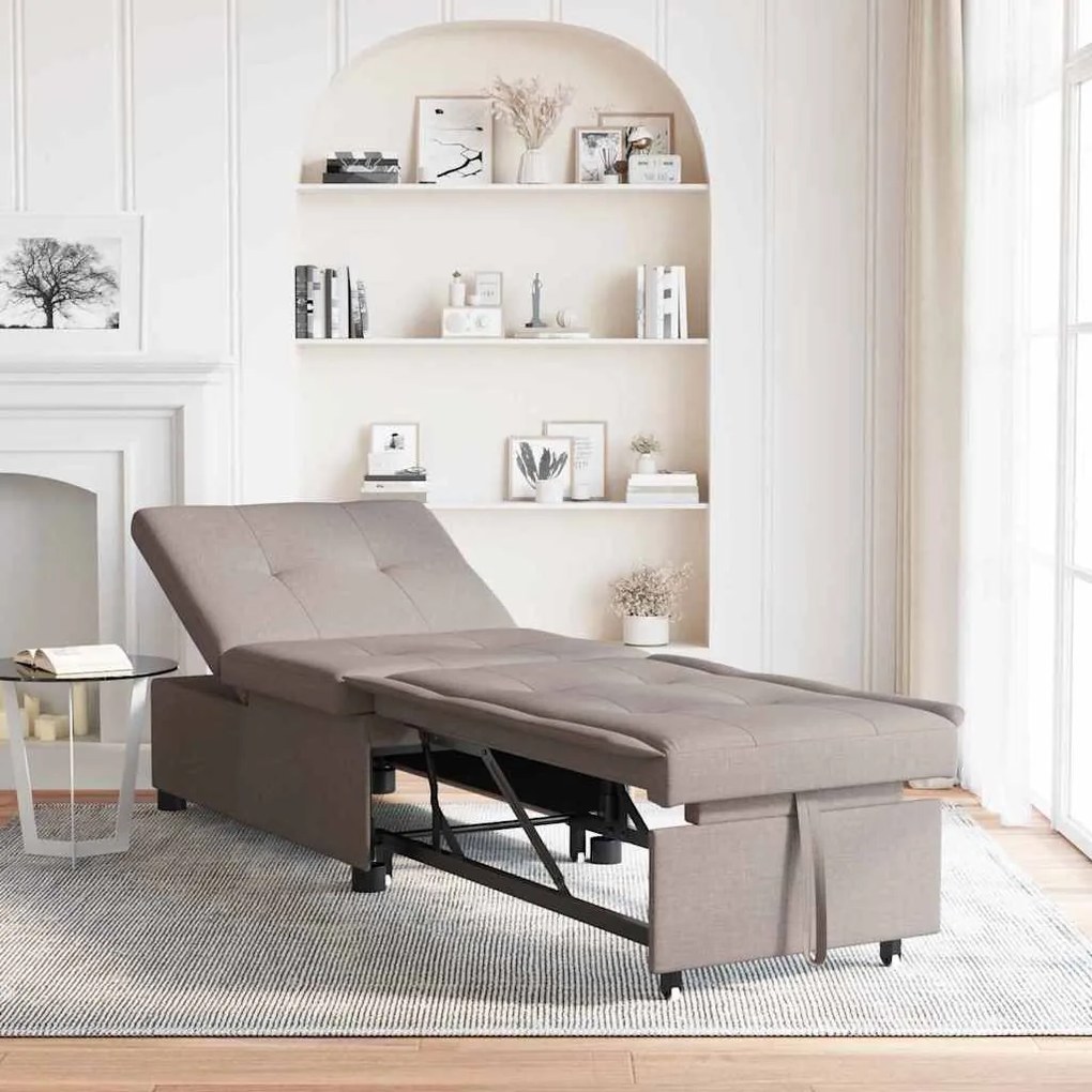 vidaXL Sofá Cama 3 em 1 com Design Retrátil em Tecido Taupe