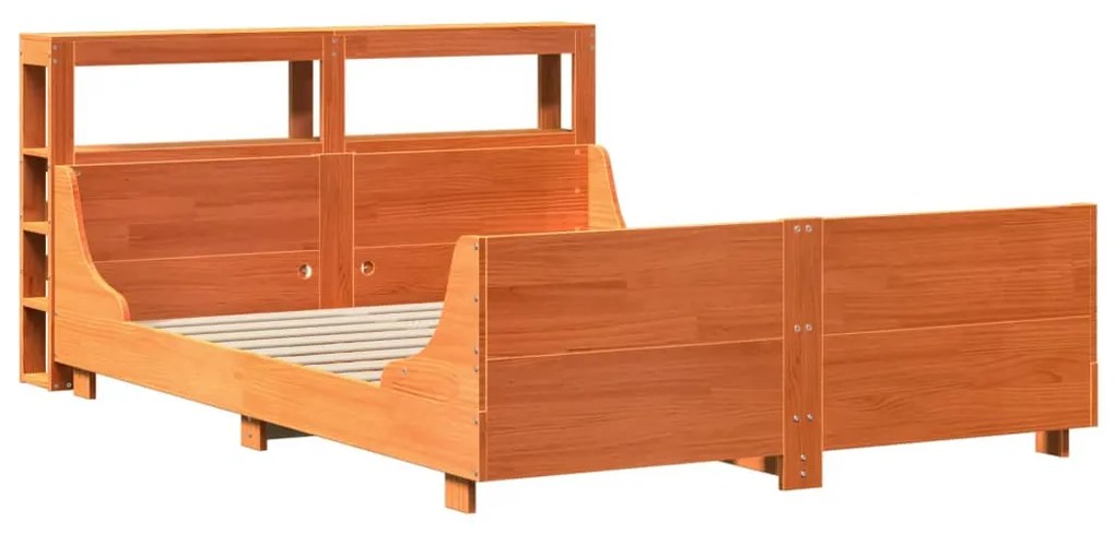 Cama sem colchão 140x190 cm pinho maciço castanho-mel