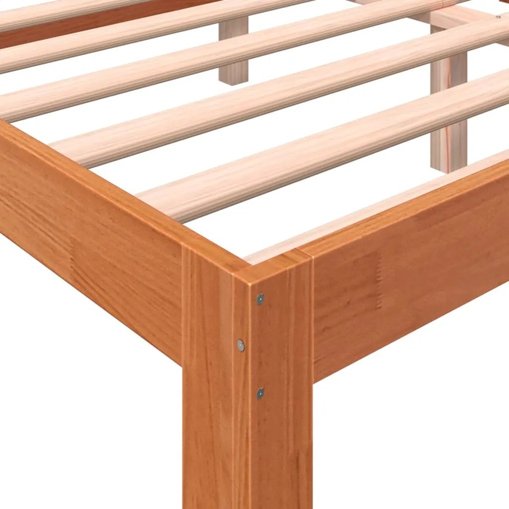 Cama sem colchão 150x200 cm madeira pinho maciça castanho-mel