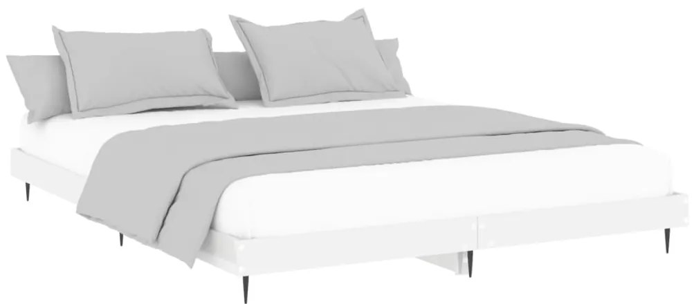 Estrutura de cama 150x200 cm derivados madeira branco brilhante