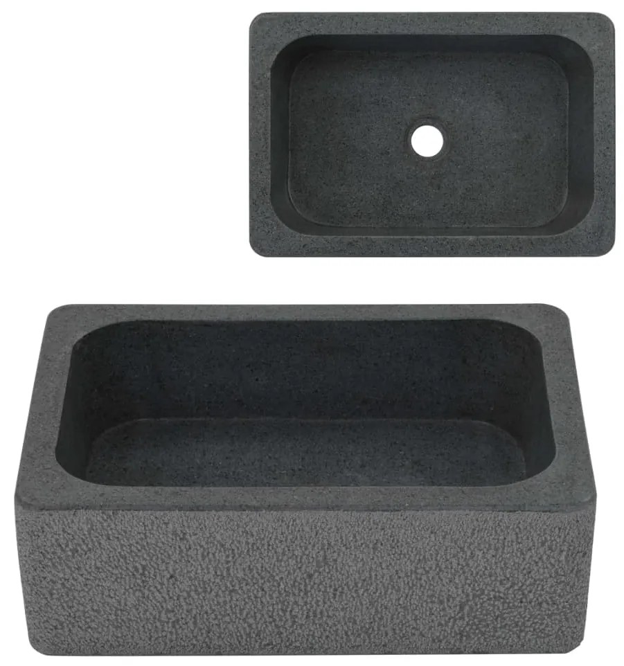 vidaXL Lavatório 45x30x15 cm pedra natural do rio preto