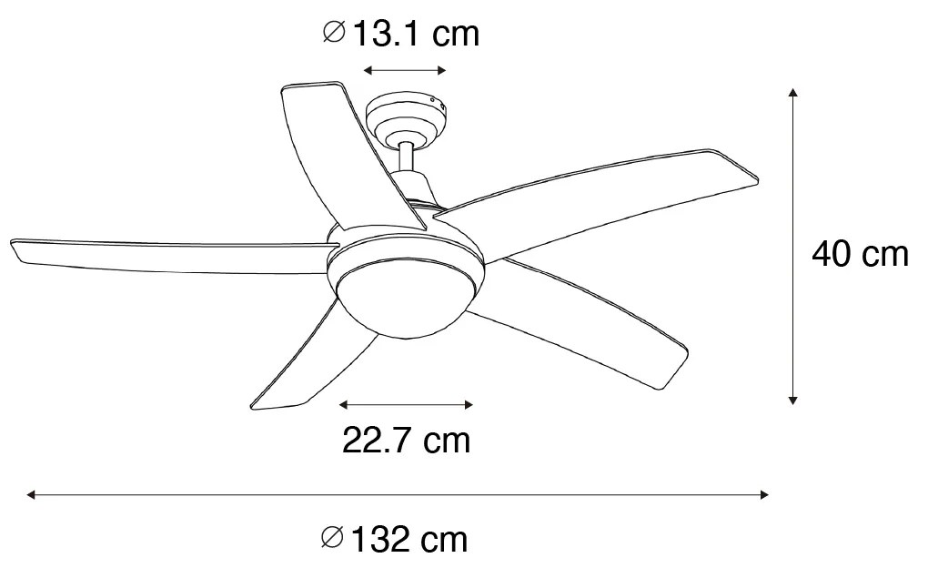 Ventilador de teto inteligente preto com impressão de madeira 132cm incl. LED regulável com controle remoto - Cool Moderno
