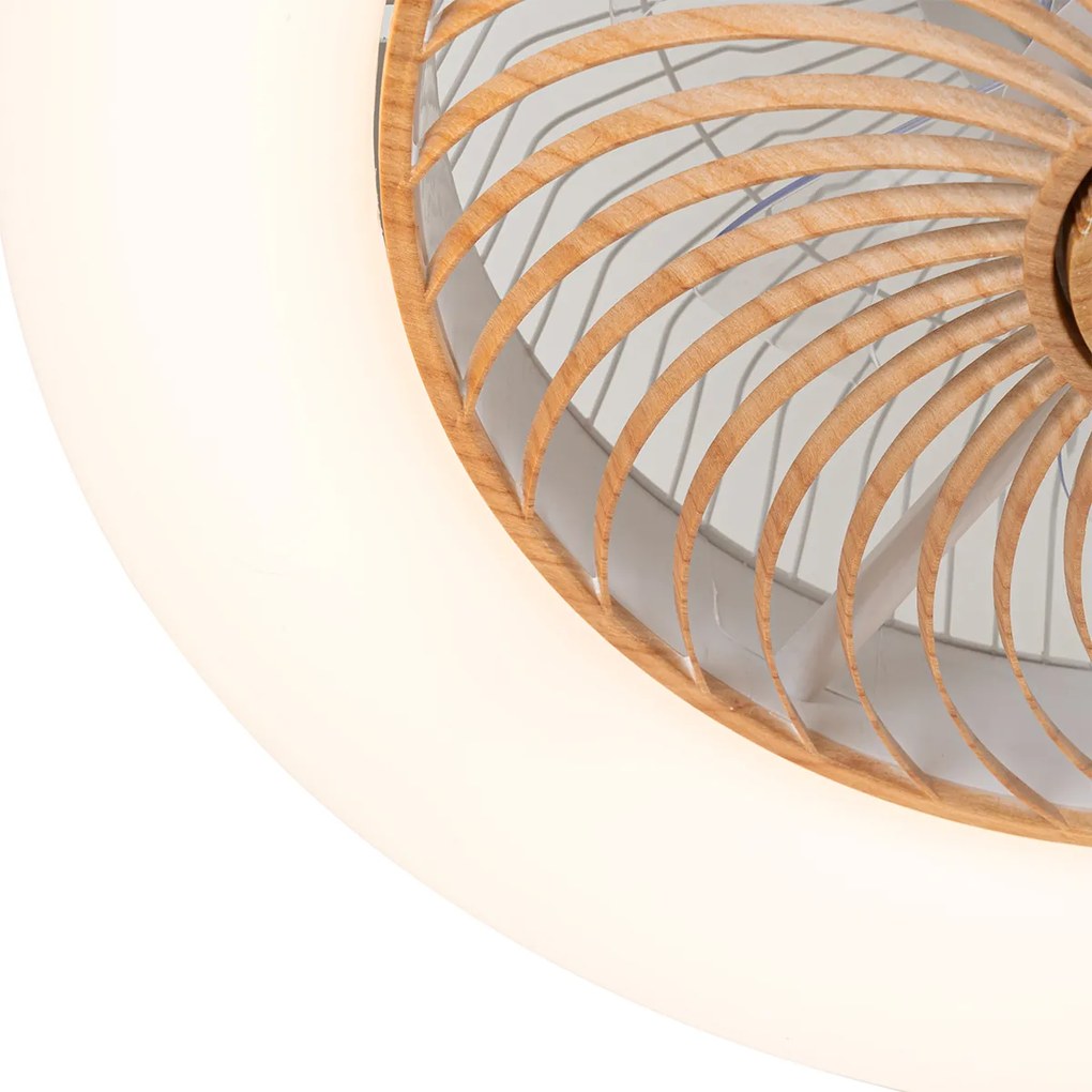Ventilador de teto em madeira com LED e comando remoto - Clima Design,Rústico