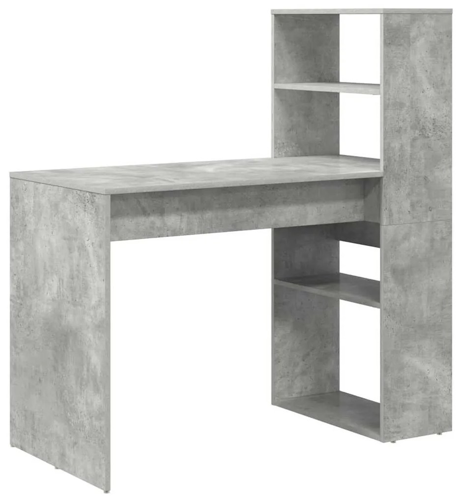 Secretária com Armazenamento Cinzento de Concreto 113x54x120 cm Madeir