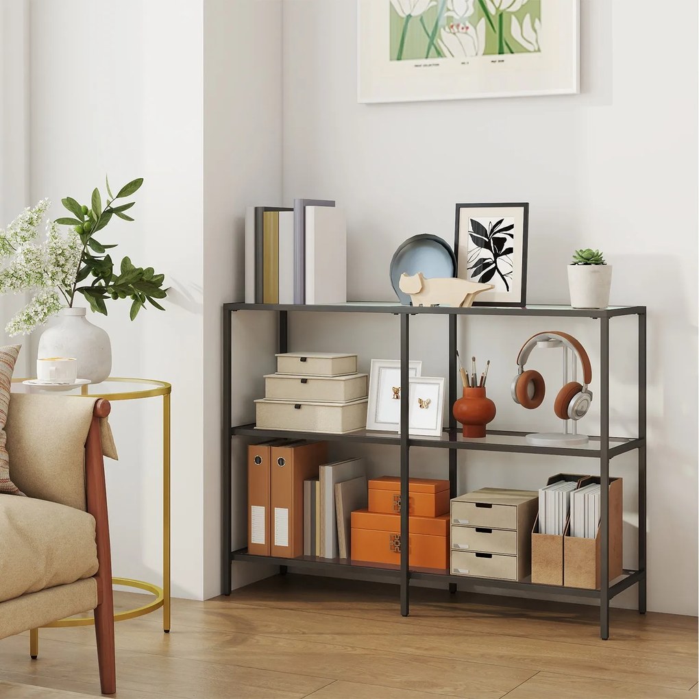 Mesa consola 100 x 30 x 73 cm (C x L x A) com 3 níveis Preto