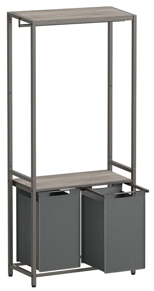 Cesto de roupa com duas secções e alças para pendurar | VASAGLE | 73 x 33 x 175 cm | cinzento claro|cinza ardósia | BLH231G02.