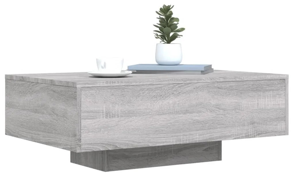 Mesa de centro com luzes LED 85x55x31 cm cinzento sonoma