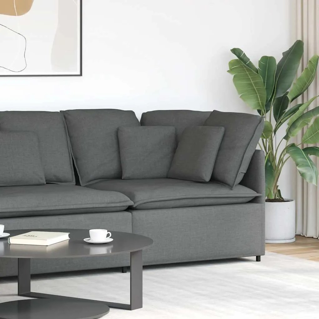 Módulo de sofá canto com almofadas 100 cm cinzento-escuro
