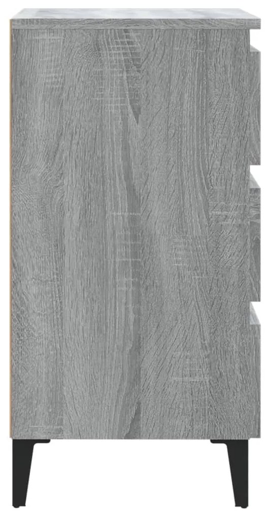 Mesa de cabeceira c/ pernas de metal 40x35x69 cm sonoma cinza