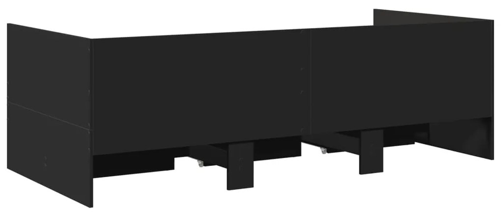 Sofá-cama com gavetas sem colchão 75x190 cm preto