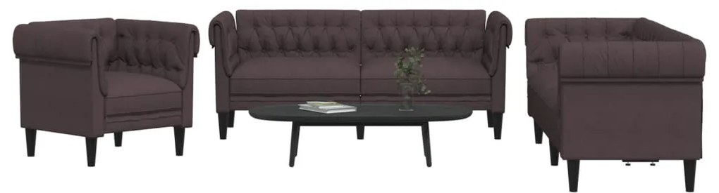 vidaXL 3 pcs conjunto de sofás tecido castanho-escuro
