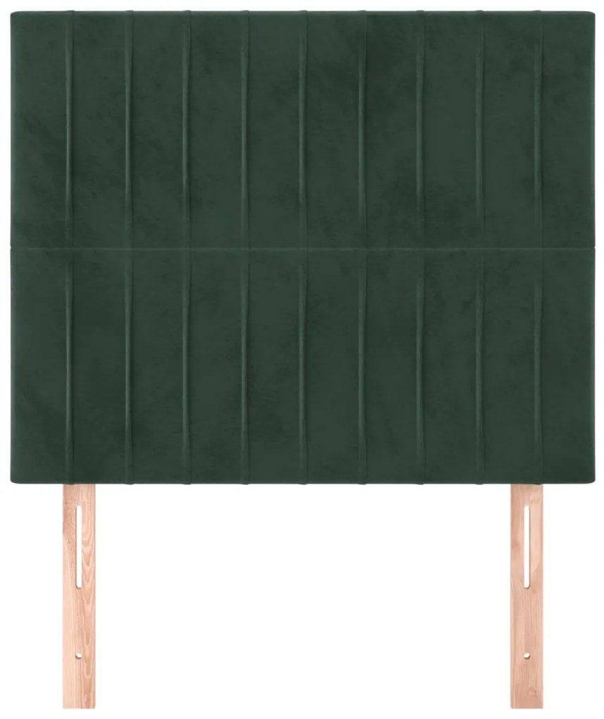 Cabeceira de cama 2 pcs veludo 100x5x78/88 cm verde-escuro