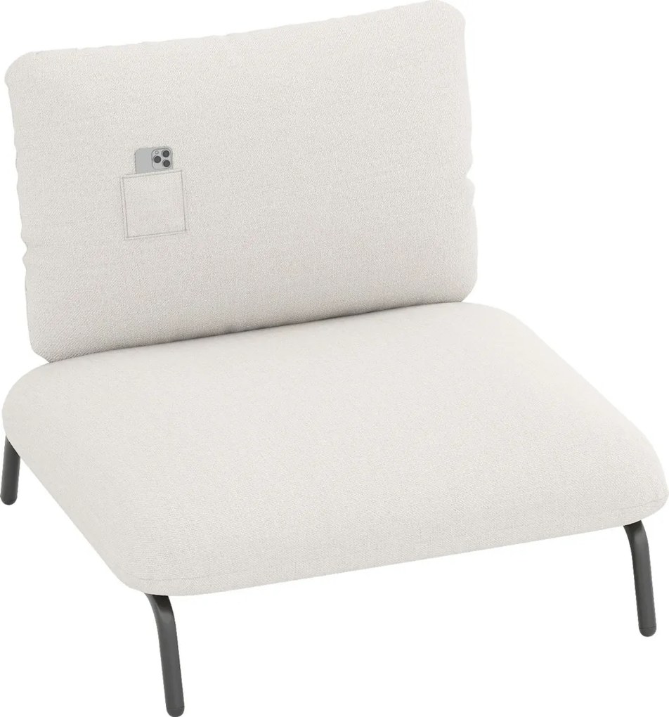 Poltrona d tamanho grande confortável para sala de estar com assento extra largo e profundo Bolso de armazenamento Estrutura metálica Bege