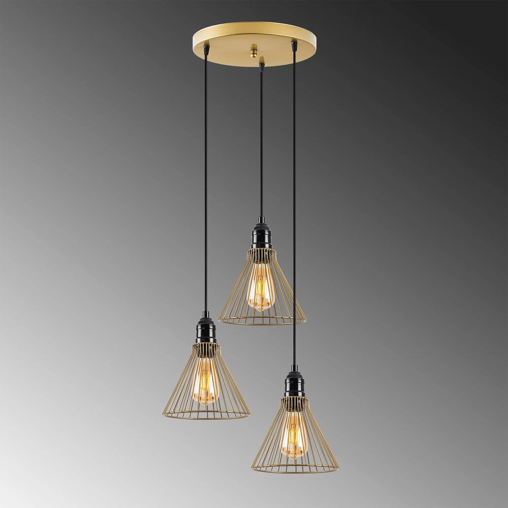 Chandelier Rozye – Dourado Brilhante – 41 x 41 x 124 cm