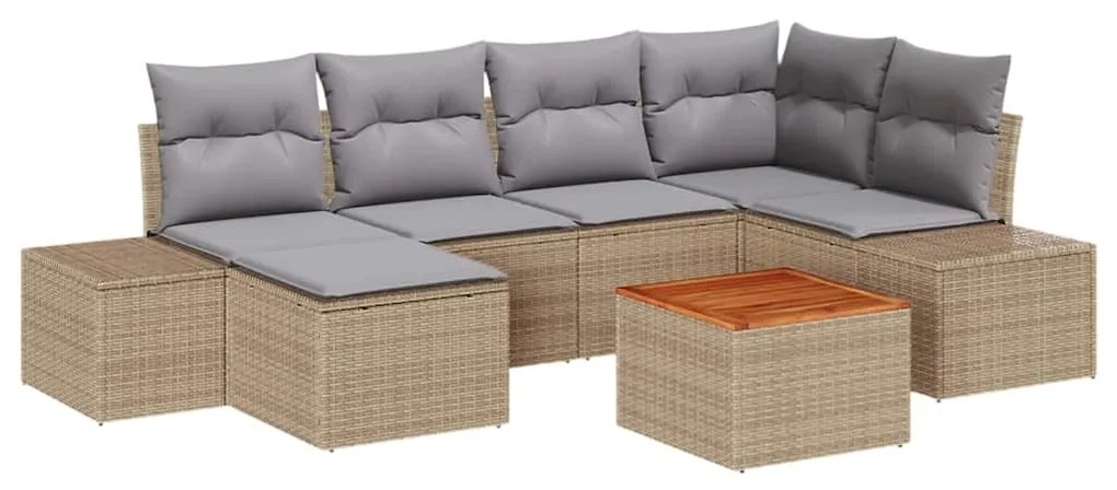Conjunto de Sofá para Jardim 7 pcs Bege, cinza claro