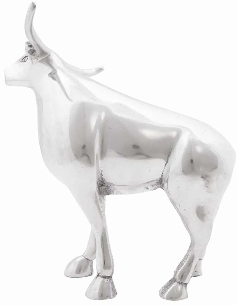 Escultura de Touro vidaXL Prateado 20x17x23 cm em Alumínio