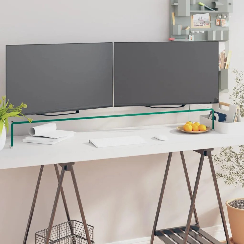 vidaXL Suporte de TV/monitores em vidro transparente 110x30x13 cm