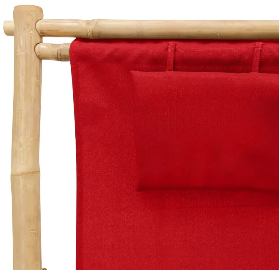Cadeira de terraço de bambu e lona vermelho