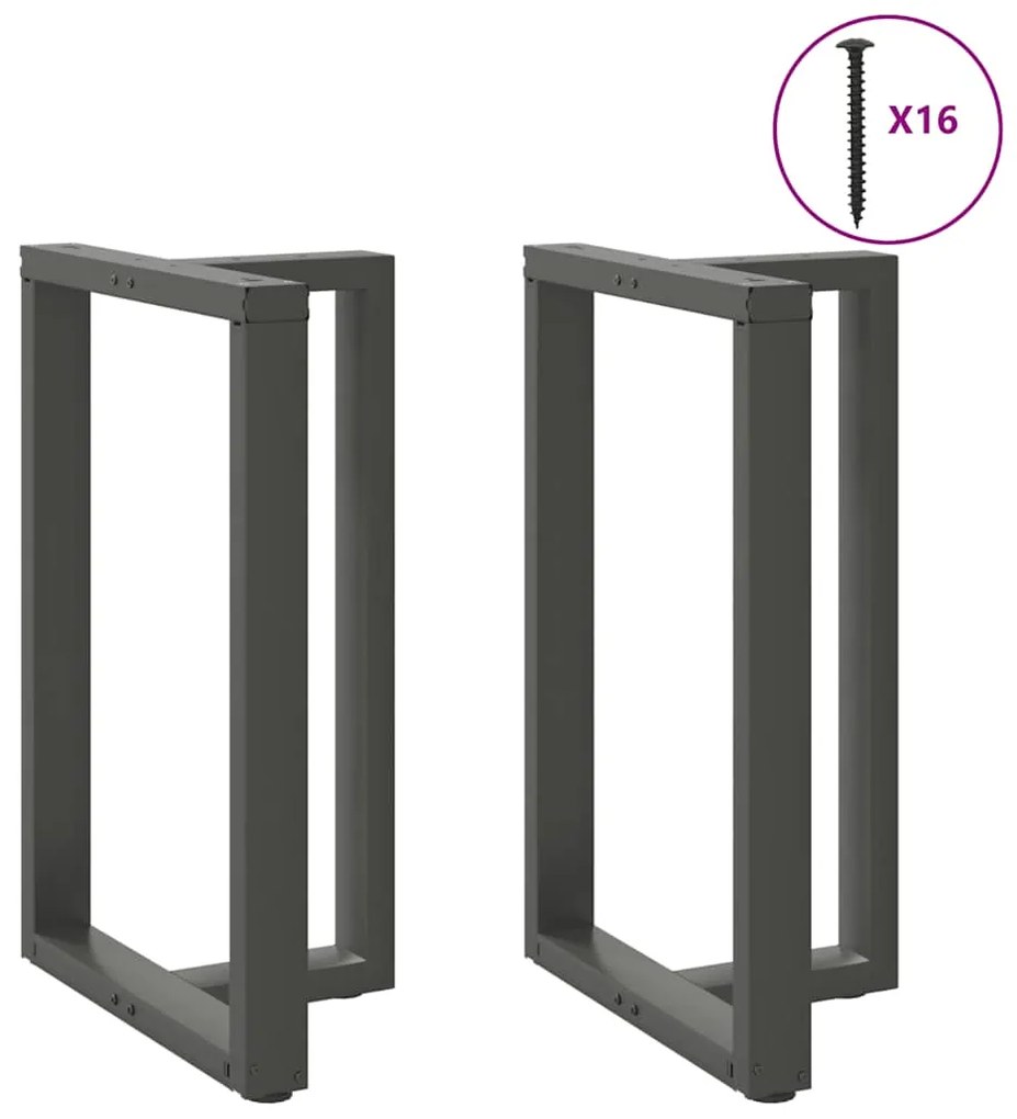 vidaXL Pés para mesa de bar em forma de T, 2 peças, antracite, 60x35x(90-91) cm, aço