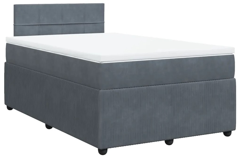 Cama boxspring com colchão 120x190 cm veludo cinzento-escuro