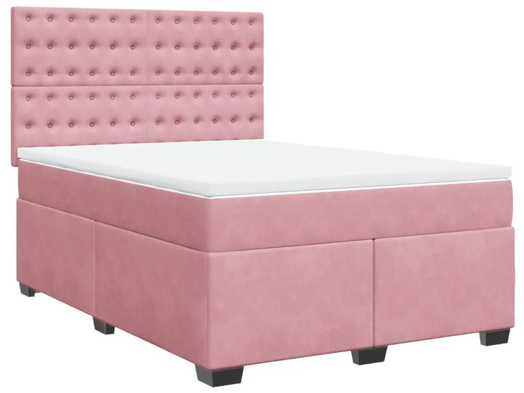 Cama com molas/colchão 160x200 cm veludo rosa