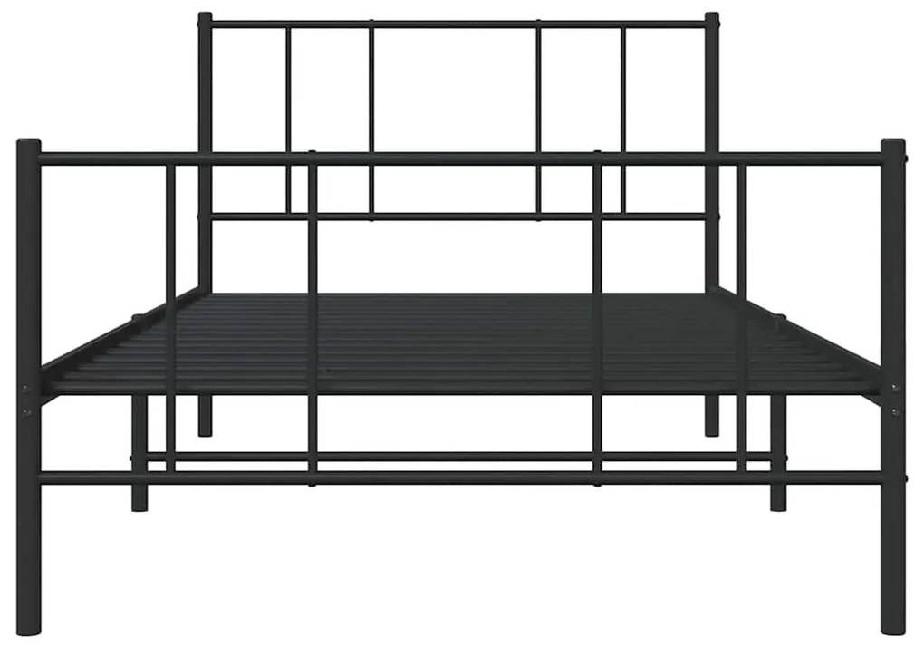 Estrutura de cama com cabeceira e pés 100x190 cm metal preto