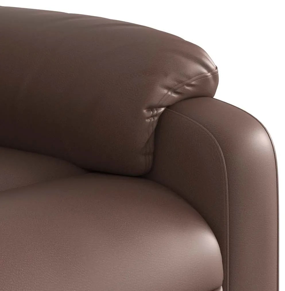 Poltrona reclinável elevatória couro artificial castanho