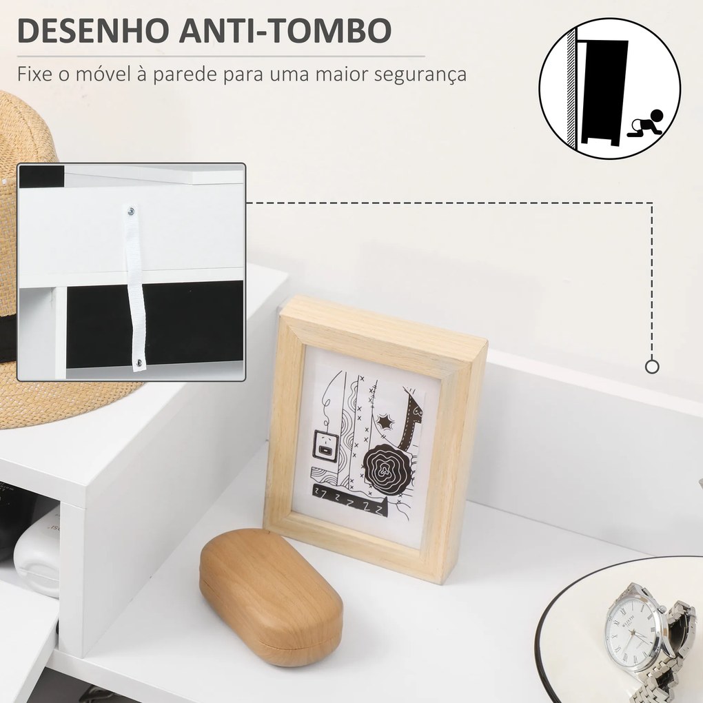HOMCOM Sapateira de Madeira Móvel para Sapatos com 11 Prateleiras Abertas para 18 Pares de Sapatos e Armário com Fechadura para Corredor Entrada 80x27x112 cm Branco