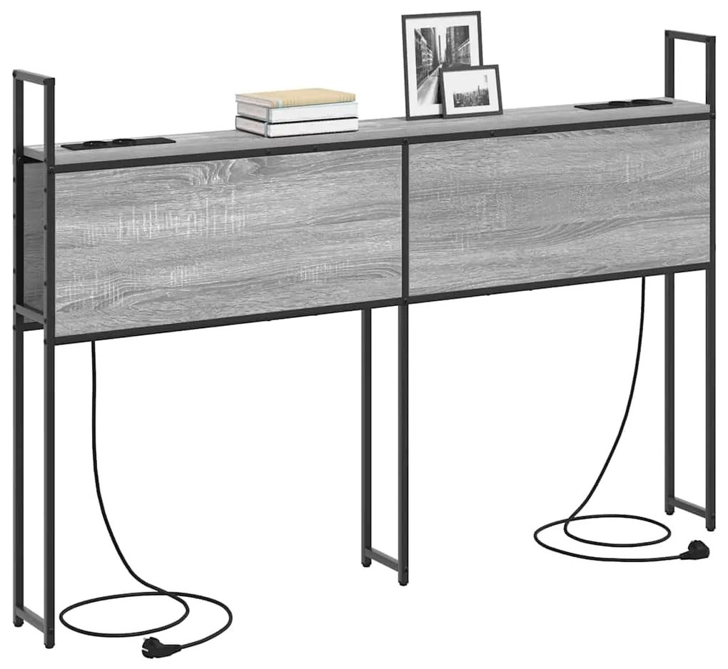 Cabeceira de armazenamento com cabeceira Sonoma cinzento 135 cm