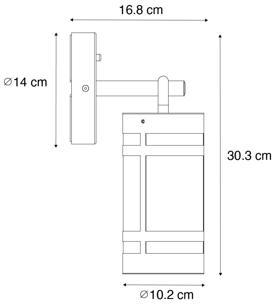 Candeeiro de parede exterior preto IP44 Sensor claro-escuro - Ruben Industrial