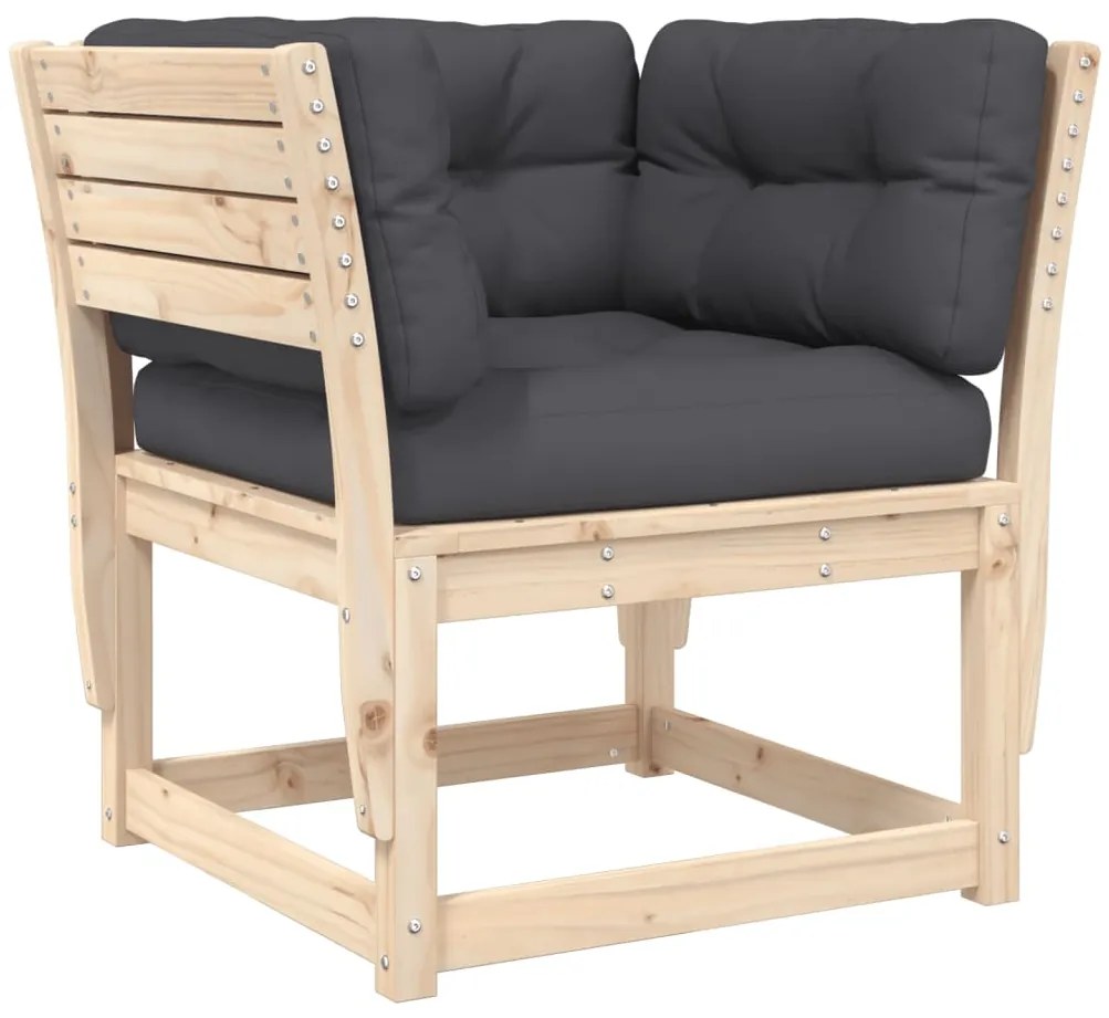 8 pcs conjunto lounge de jardim c/ almofadões pinho maciço