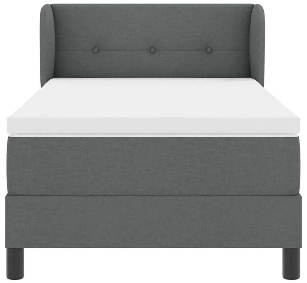 Cama Box com Colchão vidaXL em Cinza Escuro, 90x190 cm, Tecido