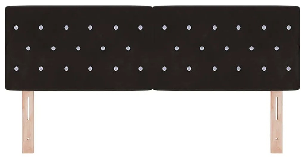Cabeceira LED com botão de cristal, estofada em veludo preto, 80 cm