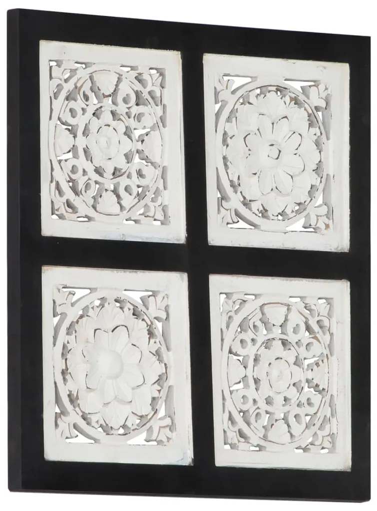 vidaXL Painel de parede esculpido à mão MDF 40x40x1,5 cm preto/branco