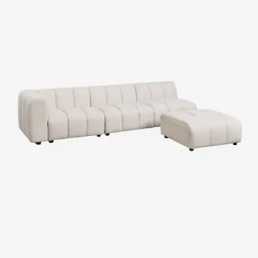 Sofá Modular De Canto Esquerdo De 3 Peças E Puff Em Tecido Bouclé Eliot Bouclé Bege Creme - Sklum