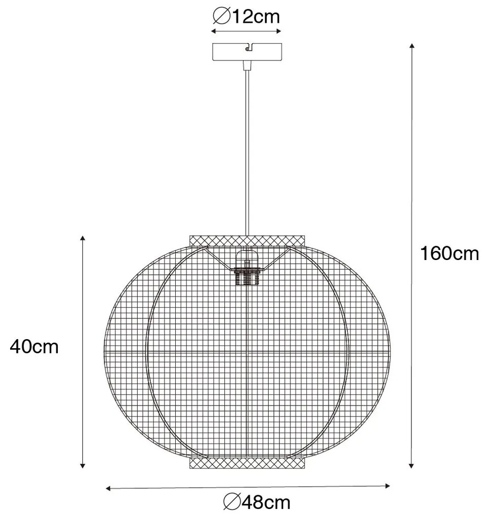 Candeeiro de suspensão oriental preto 48 cm - Rob Oriental
