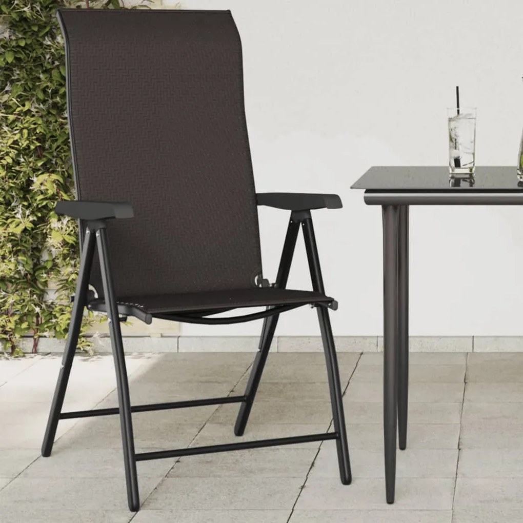 vidaXL Cadeiras de jardim dobráveis 8 pcs vime PE cor preto café