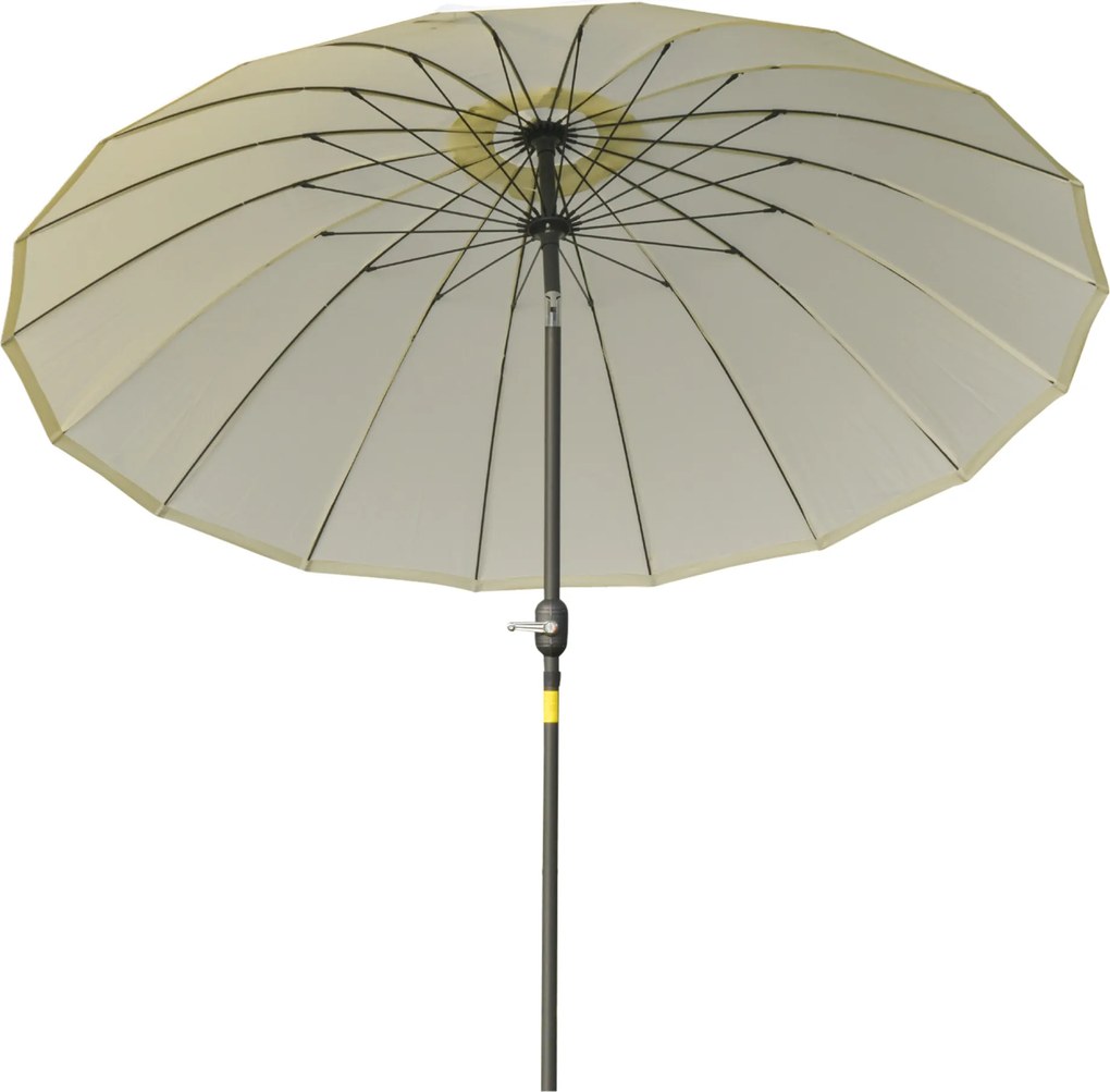 Guarda-sol vertical redondo e inclinável para jardim, com 18 varas, manivela, mastro em metal e fibra de vidro, Ø 2,5 m, poliéster de alta densidade,