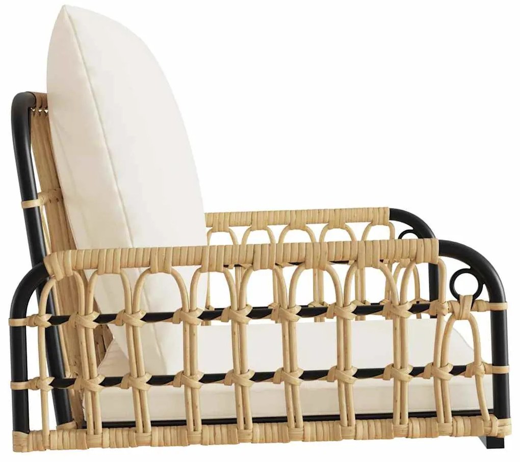 Cadeira de baloiço com almofadões 63x58x39 cm vime PE e aço