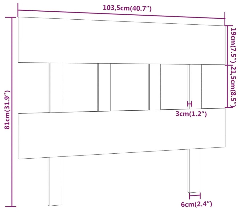 Cabeceira de cama 103,5x3x81 cm pinho maciço cinzento