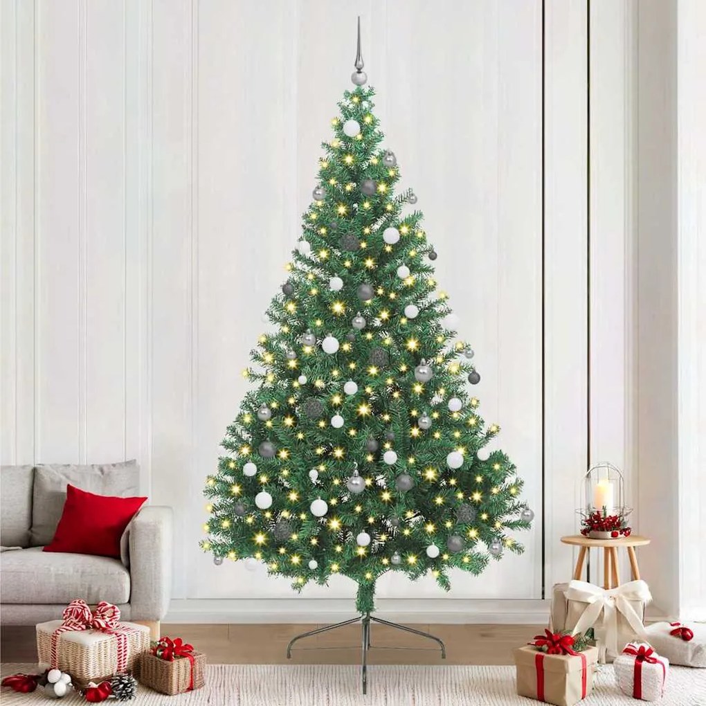 vidaXL Árvore de Natal Artificial Pré-iluminada Verde 240 cm PVC