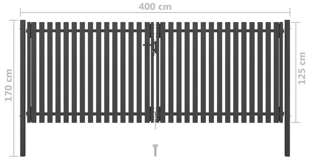 Portão de cerca para jardim 4x1,7 m aço antracite