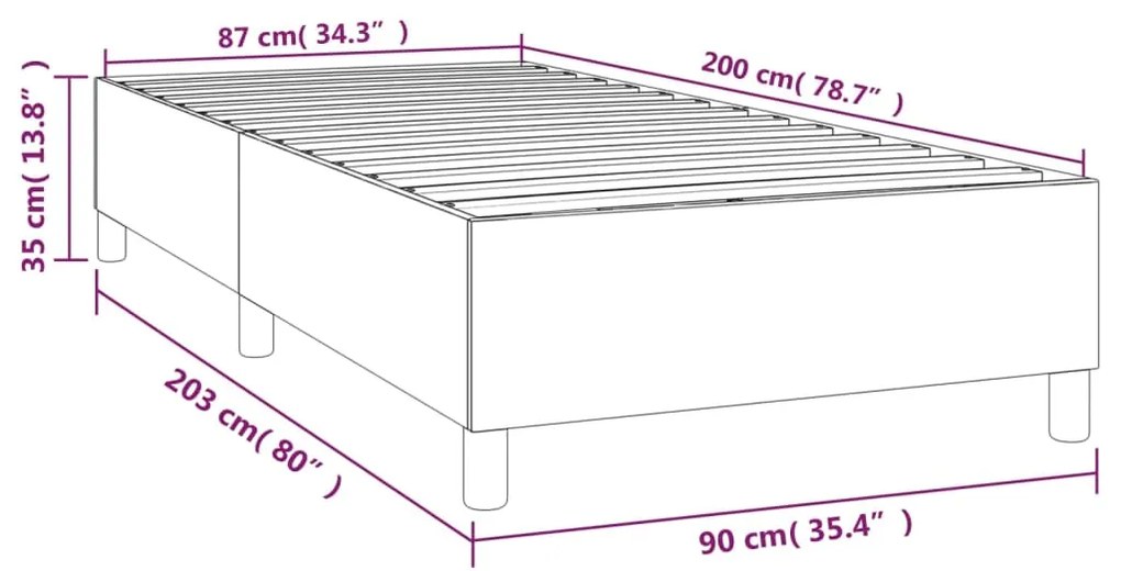 Estrutura de cama com molas 90x200 cm tecido castanho-escuro