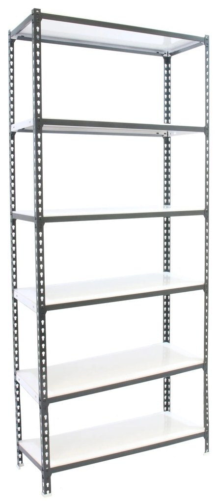 Estante com 6 Prateleiras METÁLICA SIMONCLICK 6/500 ANTRACITE/BRANCO Capacidade P/ prateleira 180 Kg Dimensões 2500x900x500 mm