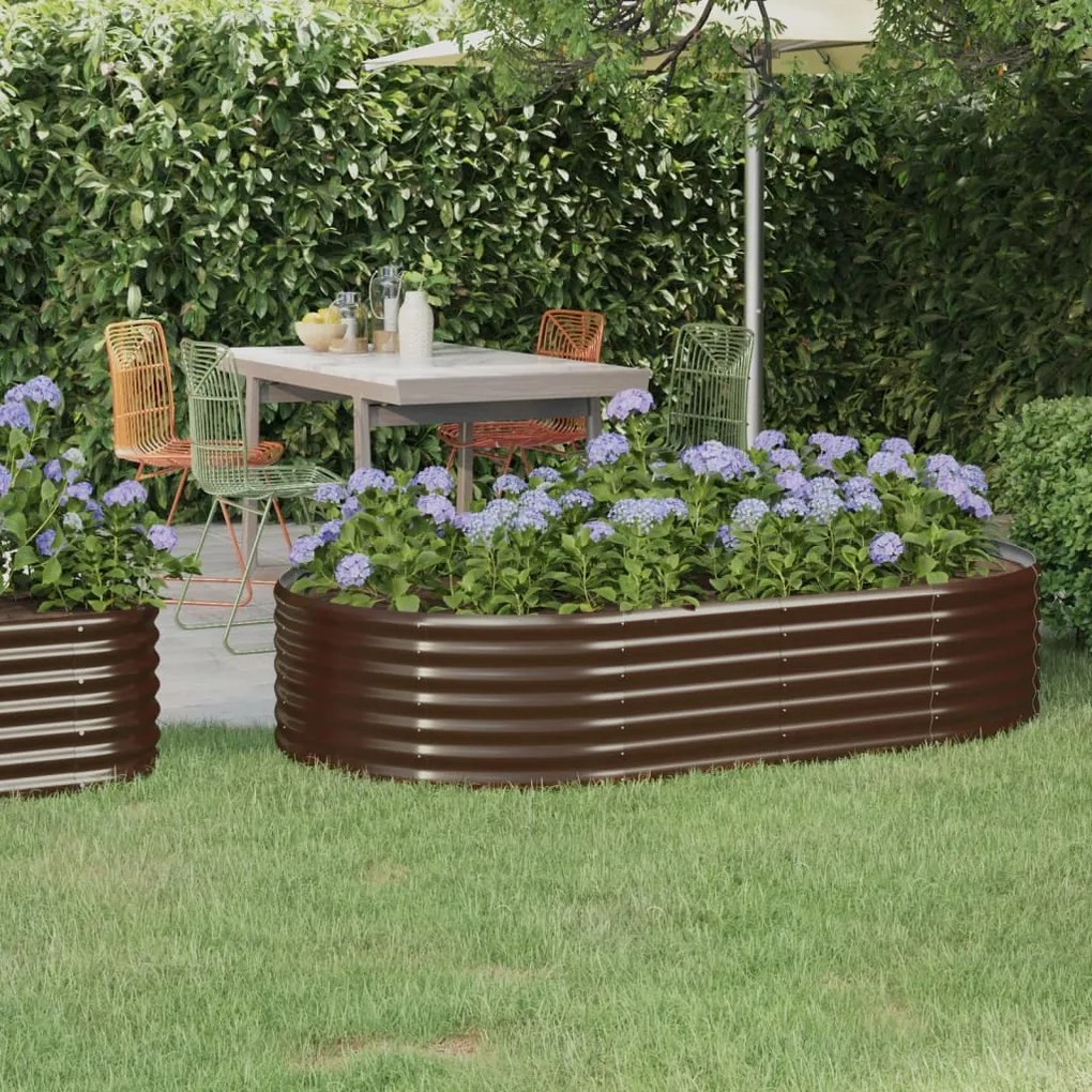 vidaXL Canteiro elevado jardim 175x100x36 aço galvanizado castanho