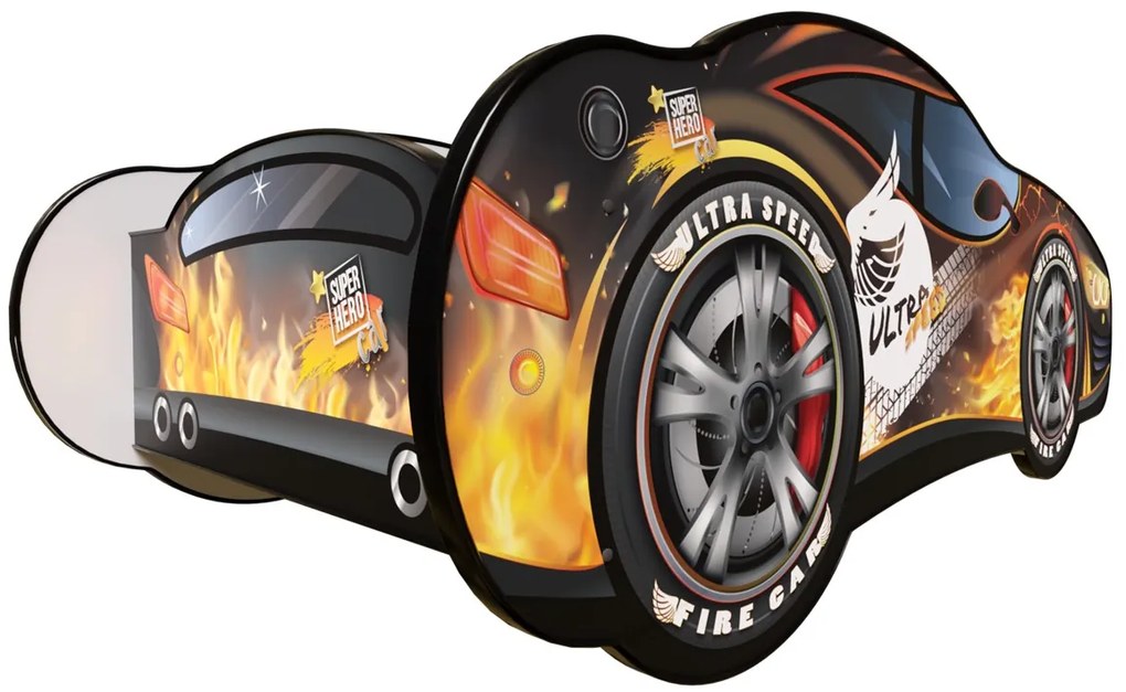 CAMA INFANTIL CRIANÇAS C/ LEDS E OFERTA COLCHÃO ESPUMA Racing Car Herois 140 x 70 - ULTRA SPEED PRETO