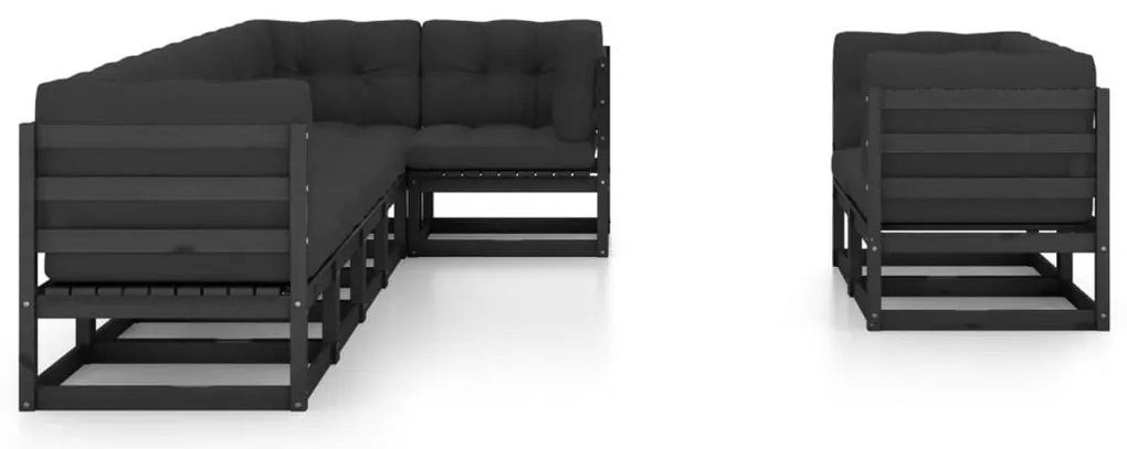 8 pcs conjunto lounge de jardim c/ almofadões pinho maciço