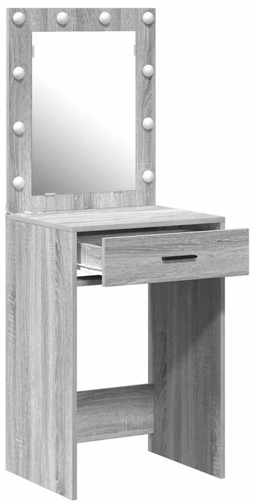 mesa de maquilhagem vidaXL com luzes LED Cinzento Sonoma 50x41x135 cm